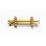 A Victorian 15ct gold seed pearl bar brooch a/f approx 2.