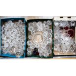 Cut glass drinking glasses including Thomas Webb,