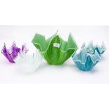 Five Chance glass handkerchief vases (5)