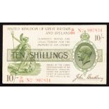 Banknote Treasury Ten Shillings Bradbury issue December 1918,