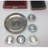 Silver Proof Crowns 1980, 1981, Guernsey 1978, Sierra Leone 1974,