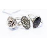 Silver rings including Blue John, marquisette, ring sizes M (x2),