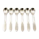 Gundorph Albertus for Georg Jensen, a set of six Mitra stainless steel coffee spoons or salt spoons,