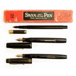 The Swan Pen, circa 1900, by Mabie, Todd and Co, self filling with gilt metal embossed cap end,