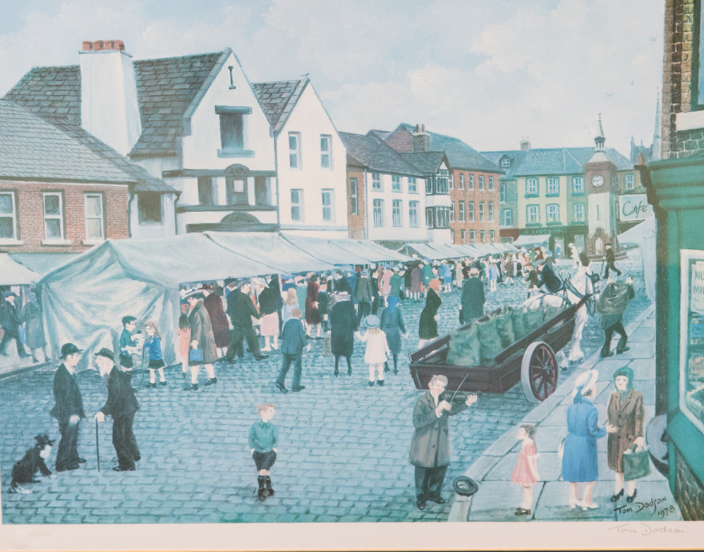 Tom Dodson (1910-1991), Market day, print, 1978, signed, on Fine Art Trade Guild paper, 36cm x 45cm,