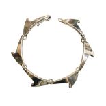 Bent Knudsen, a Danish Modernist silver bracelet, circa 1950s, interlocking fin design,