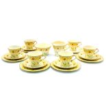 An Art Deco , Crown Devon, Fieldings, tea set, angular form, decorated with stylised poppies,