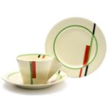 Clarice Cliff for Newport Pottery, a geometric green, red and black line,