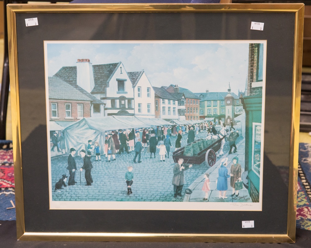 Tom Dodson (1910-1991), Market day, print, 1978, signed, on Fine Art Trade Guild paper, 36cm x 45cm, - Image 2 of 2