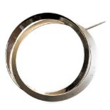 Ecco, a Canadian modernist silver brooch, interlinking concave and convex polished and satin rings,