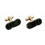 Alfred Dunhill, a pair of silver and enamelled cufflinks, black enamelling and d logo,