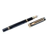 Waterman Le Man 200, fountain pen, black lacquer with 18 carat gold fine nib, 14cm long,