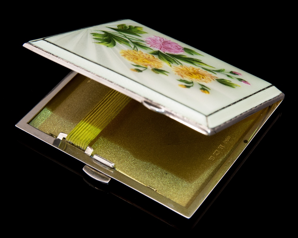 A 1950s silver and enamelled cigarette case, - Image 2 of 3