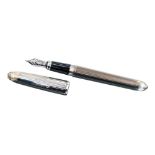 Cartier, Louis Cartier sterling silver fountain pen, reeded barrel and cap,