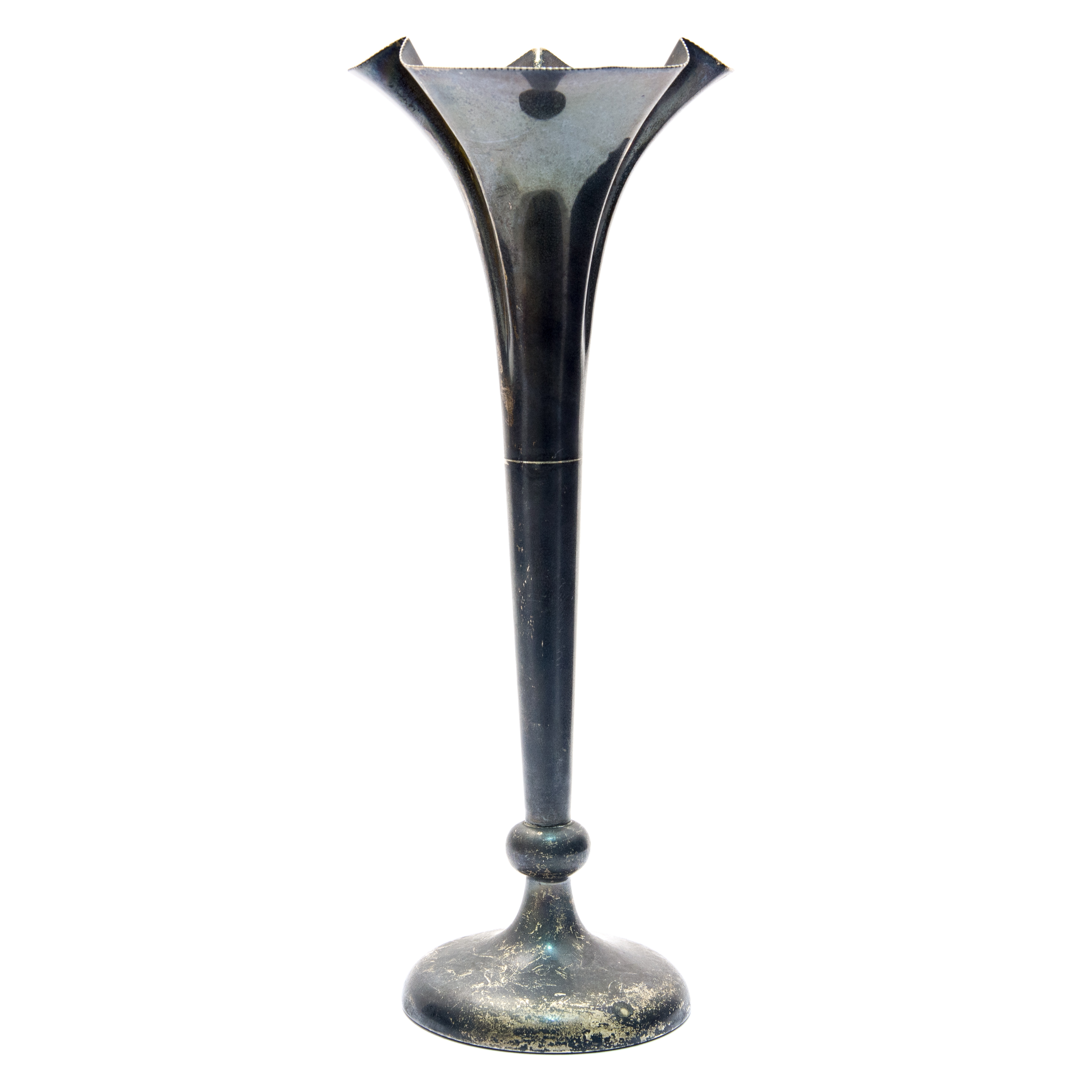 An Arts and Crafts, Art Nouveau style silver trumpet vase,