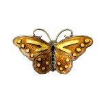 Hroar Prydz, a Norwegian silver gilt and enamelled butterfly brooch, yellow and amber enamelling,