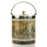 Hannah Barlow for Doulton Lambeth, an Aesthetic Movement stoneware biscuit barrel, 1879,