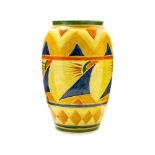 A Decoro Art Deco vase, shouldered form, incised geometric wave and chevron design,