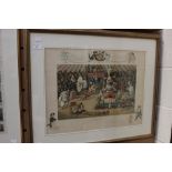 After Louis Wain, 'Catxen Circus', depicting a cartoon of cats in a circus, hand tinted, 43cm high,