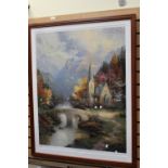 Thomas Kinkade 1998, framed and glazed,