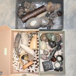 Shoe box of various stone hand coolers