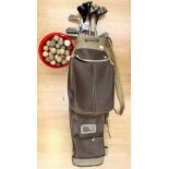 Golf Memorabilia: A collection of golf clubs contained within a golf bag to include: Lady Stylist