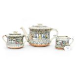 A Royal Doulton series ware, 'Old Moreton' tea set comprising tea pot, milk jug and sugar bowl,