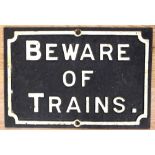 Beware of Trains cast metal plate Midland Rly