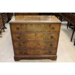 A Queen Anne style walnut chest of drawers