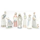 A collection of Spanish figures to include Lladro, Nao,