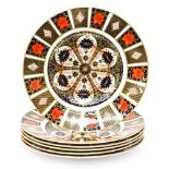 A set of six Royal Crown Derby dinner plates 'Imari' pattern, 1128,