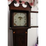 A George III oak 30 hour longcase clock, Banbury, the hood with a swan neck pediment,