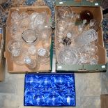 A large collection of cut glass, Stuart etc, including decanters, jugs,