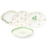 Four lozenge shaped early 19th Century Derby dishes