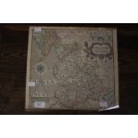 Saxton and Hole, A Map of Lancastriae, hand tinted, probably early 18th Century, 31cm high,