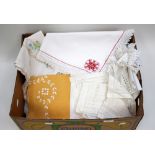 A good collection of table linen to include, Damask clothes and tray clothes,