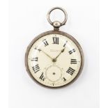 A keywind silver pocket watch by David Bell Accrington