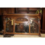 An oak early 20th Century over mantle mirror