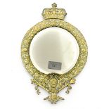 Regimental style brass mirror,