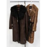 A gentlemen's circa 1960s leather coat, having Sheepskin collar,