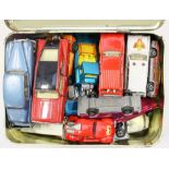 A small box of playworn vehicles to include Matchbox and others various (Q)