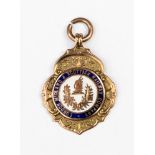 A 9ct gold London Midland and Scottish Railway Company enamelled cycling medal,