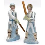 Cricket Memorabilia: A pair of circa 1890 continental porcelain cricketer chimney ornaments (af),