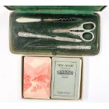 A 19th Century manicure set with filled sterling silver handles,