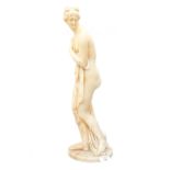 A late 19th Century alabaster statue of 'Grecian Goddess' on plinth,