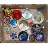 A box of paperweights including limited edition 157/500 Selkirk, assorted Caithness,