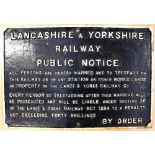 Lancashire and Yorkshire Railway public notice cast plate from Preston to Southport line