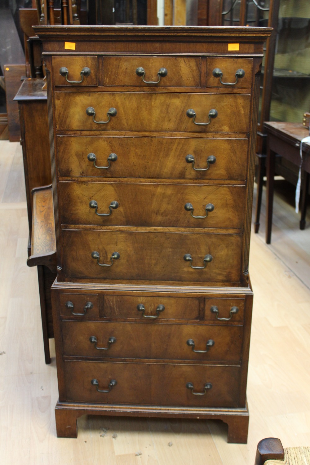 A George III style mahogany chest on chest,