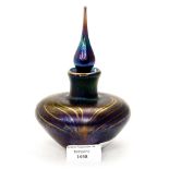 A Ditchfield squatt glass perfume bottle and stopper, signed to base 'J.