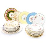 Late Victorian and early 20th Century Royal Crown Derby plates, including hand painted and transfer,